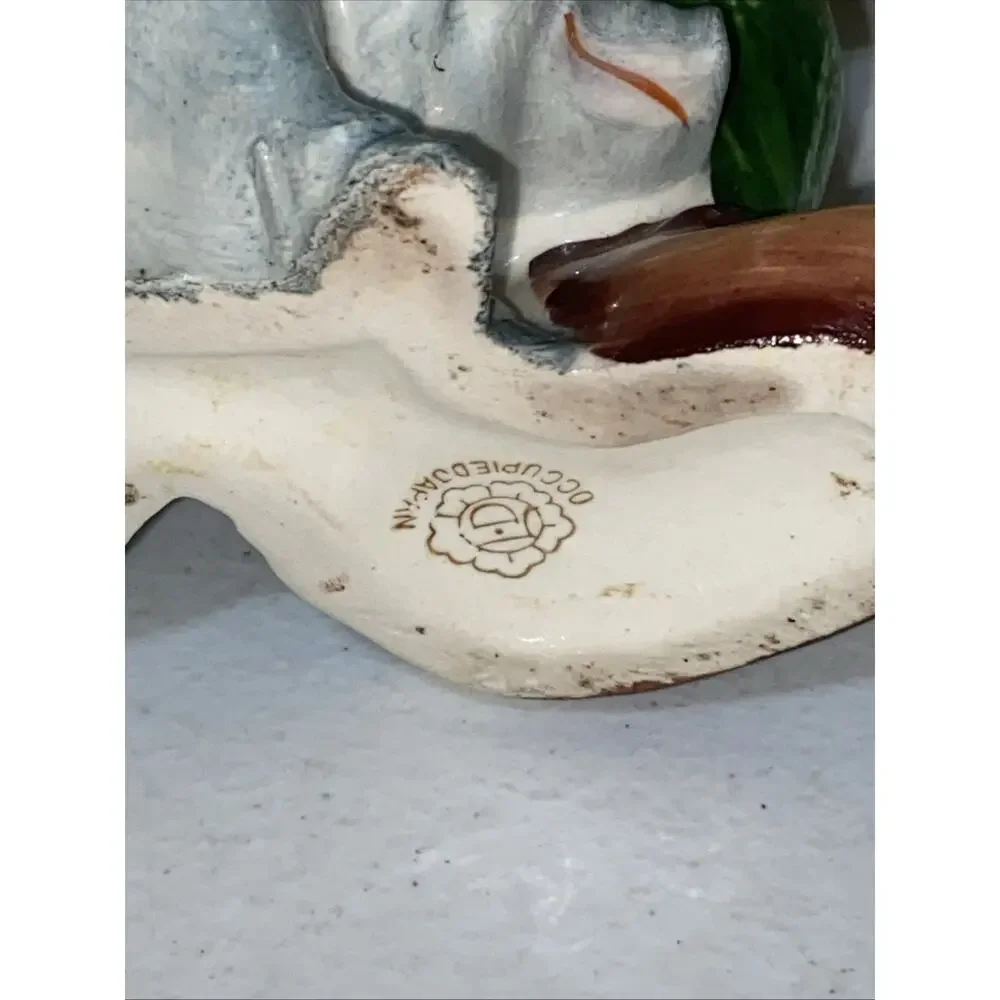 VTG Made In Occupied Japan Porcelain Farmer Boy Pulling Pig Figurine Mid Century